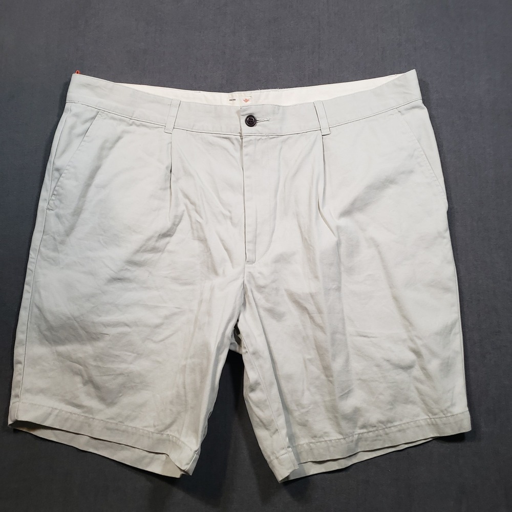 Dockers Khaki Diem Pleated Shorts Mens 42 Stone Beige 100% Cotton Chino‎